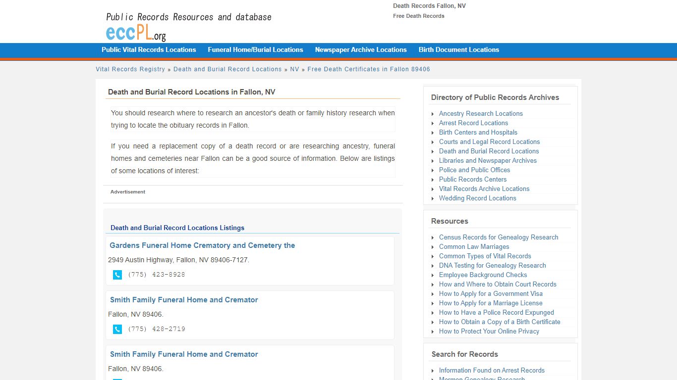 Death Records Fallon, NV - Free Death Records - EccPL.org