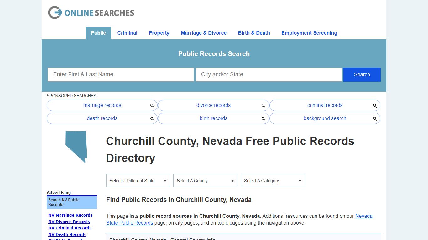 Churchill County, Nevada Public Records Directory